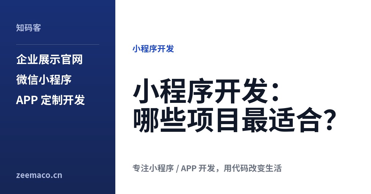 小程序开发:哪些项目最适合?